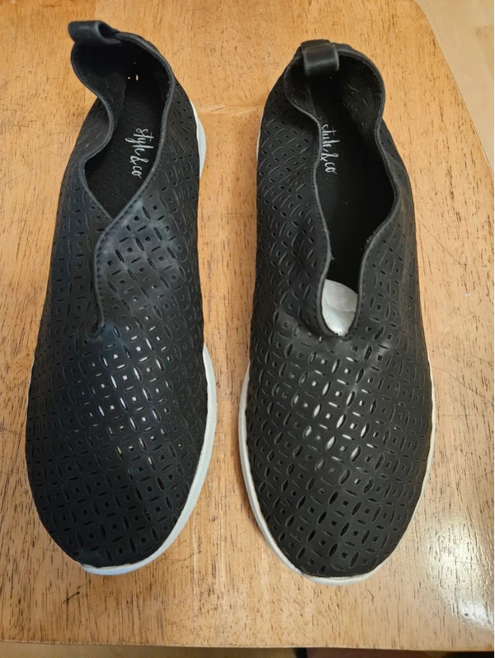 Style & Co Women's Slip On Comfort Sneakers Black Perforated Shoes Size 9M NWOB